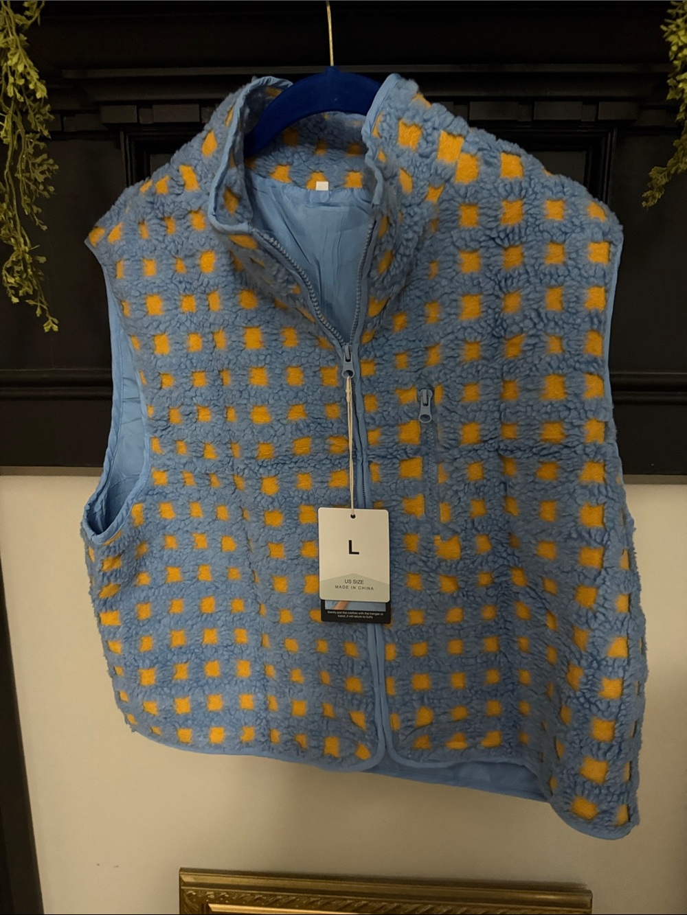 Blue & Yellow Textured Sherpa Vest